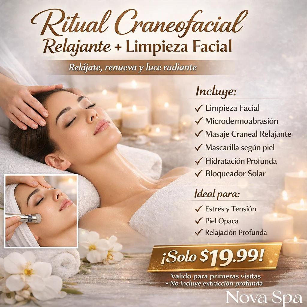 Ritual Craneofacial Relajante + Limpieza Facial por $19.99 en Nova Spa